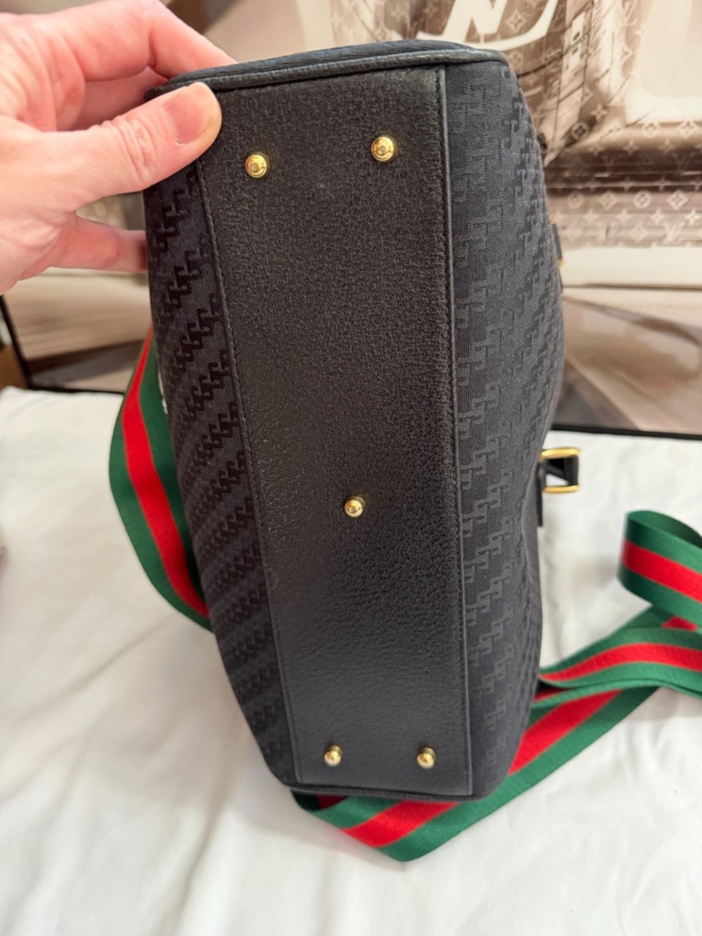Vintage GUCCI Black Monogram Boston Bag - Picture 12 of 13